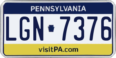 PA license plate LGN7376