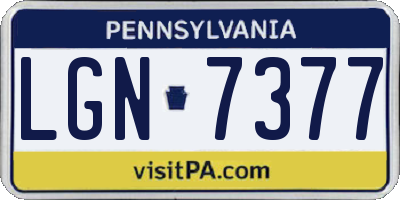 PA license plate LGN7377