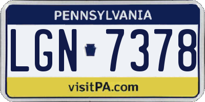 PA license plate LGN7378