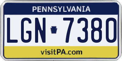 PA license plate LGN7380