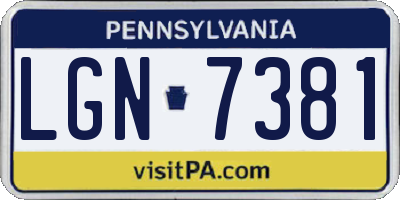PA license plate LGN7381