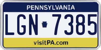PA license plate LGN7385