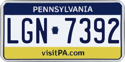 PA license plate LGN7392
