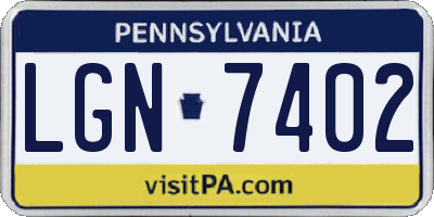 PA license plate LGN7402