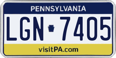 PA license plate LGN7405