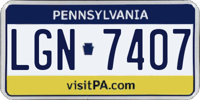 PA license plate LGN7407