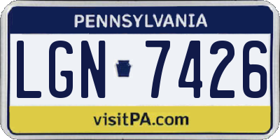 PA license plate LGN7426