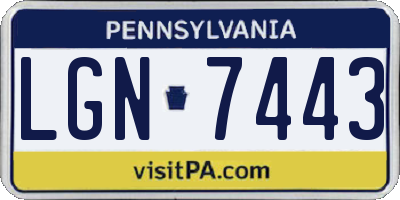 PA license plate LGN7443