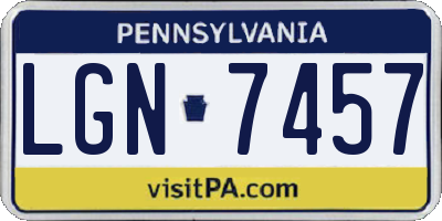 PA license plate LGN7457