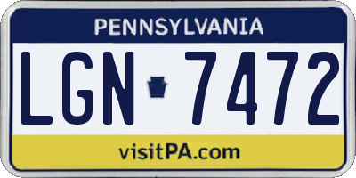 PA license plate LGN7472