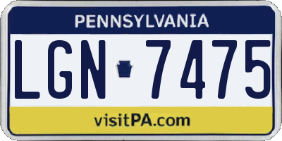 PA license plate LGN7475
