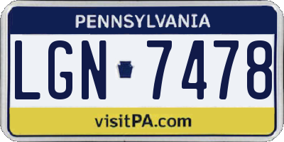 PA license plate LGN7478