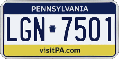 PA license plate LGN7501