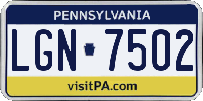 PA license plate LGN7502