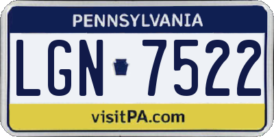 PA license plate LGN7522