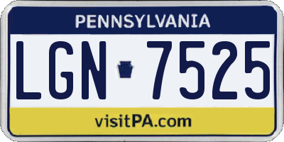 PA license plate LGN7525