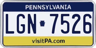 PA license plate LGN7526