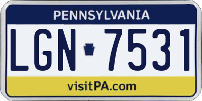 PA license plate LGN7531