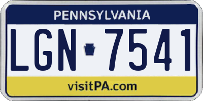 PA license plate LGN7541