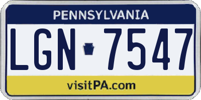 PA license plate LGN7547