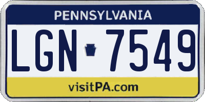 PA license plate LGN7549