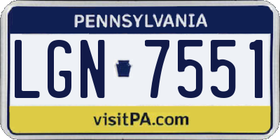 PA license plate LGN7551