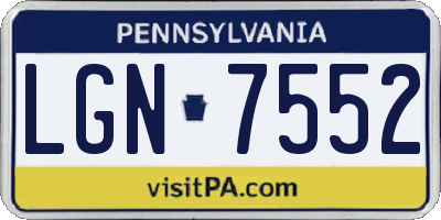 PA license plate LGN7552