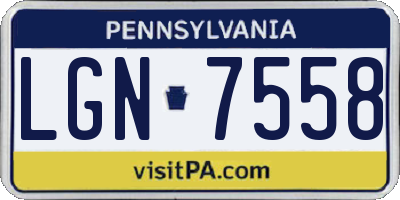 PA license plate LGN7558