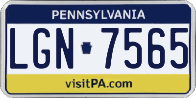 PA license plate LGN7565