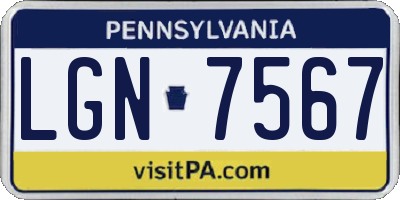 PA license plate LGN7567
