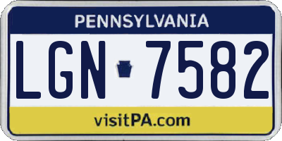 PA license plate LGN7582