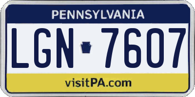PA license plate LGN7607