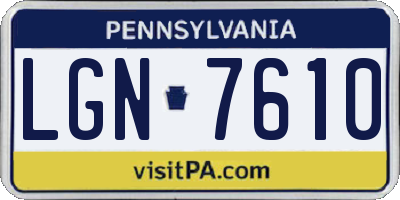 PA license plate LGN7610