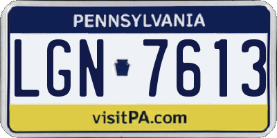 PA license plate LGN7613