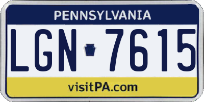 PA license plate LGN7615
