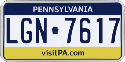 PA license plate LGN7617