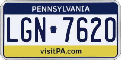 PA license plate LGN7620