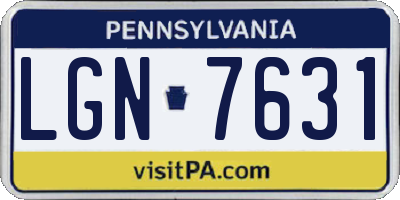 PA license plate LGN7631