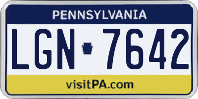 PA license plate LGN7642