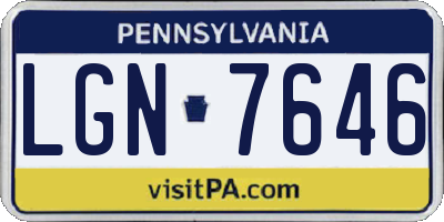 PA license plate LGN7646