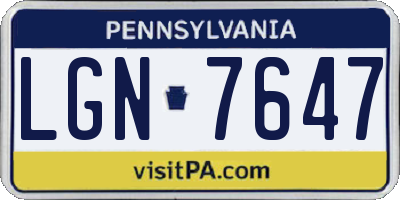 PA license plate LGN7647