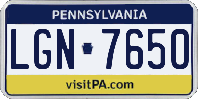 PA license plate LGN7650