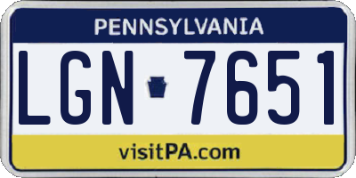 PA license plate LGN7651