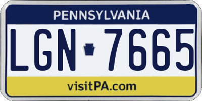 PA license plate LGN7665