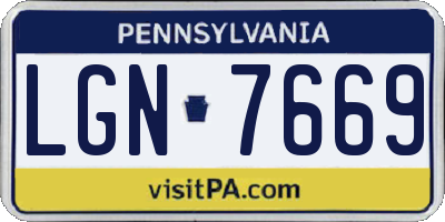 PA license plate LGN7669