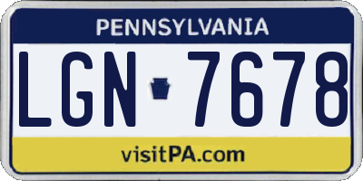 PA license plate LGN7678