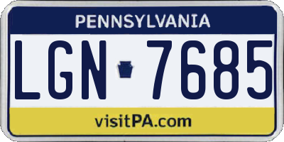 PA license plate LGN7685