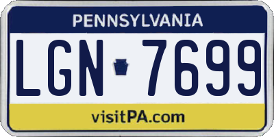 PA license plate LGN7699