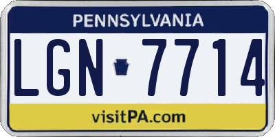 PA license plate LGN7714