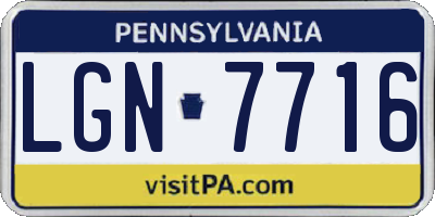 PA license plate LGN7716
